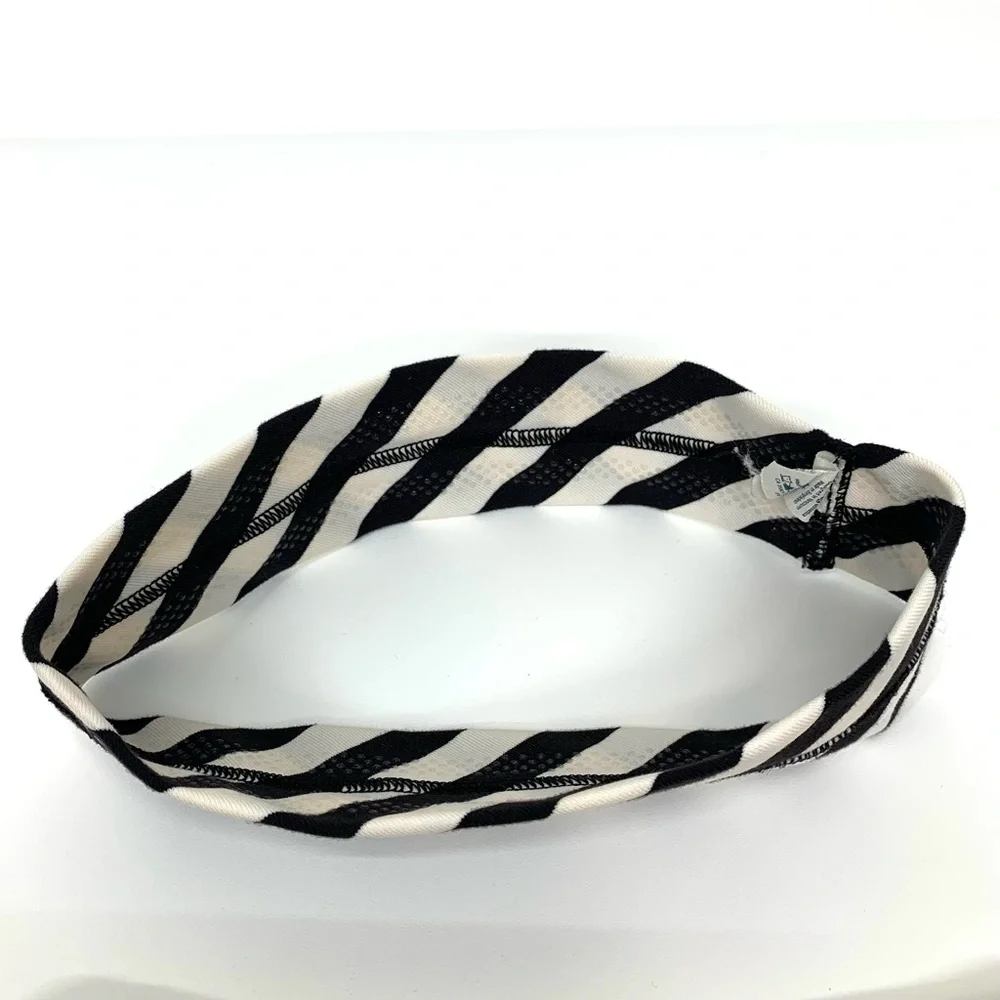 Lululemon Black & White Stripe & Lemon Yellow + Zara Boho String Headband Lot